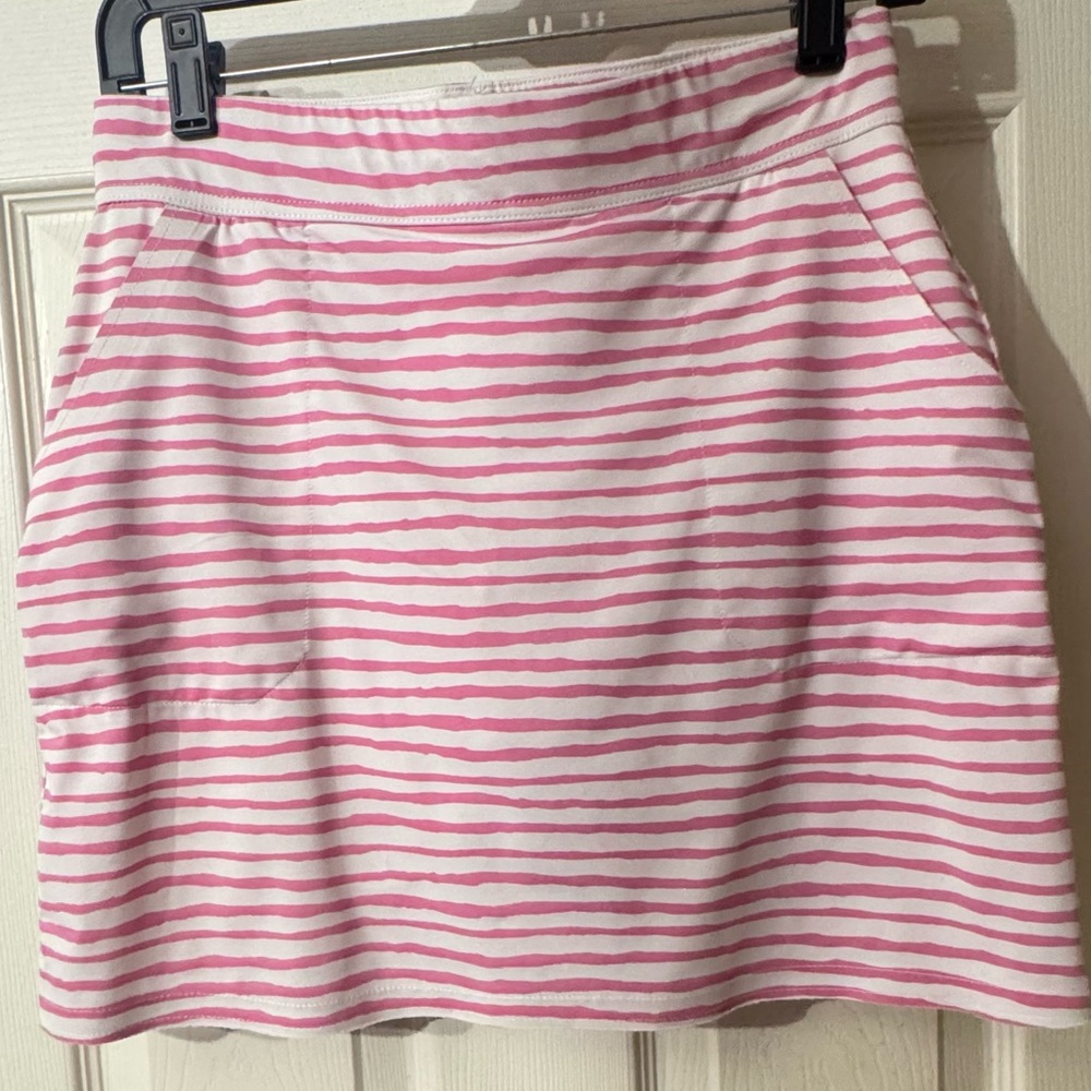 Belyn Key Pink and White Striped Mini Skirt